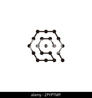 Lettera Q esagono, linea, simbolo geometrico arrotondato semplice vettore logo Illustrazione Vettoriale