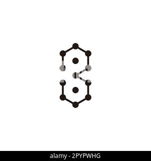 Numero 3 esagoni, molecole simbolo geometrico semplice vettore logo Illustrazione Vettoriale