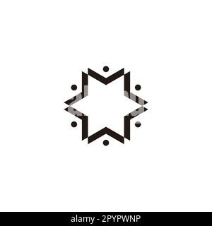 Sei persone, lavoro di squadra simbolo geometrico semplice logo vettore Illustrazione Vettoriale