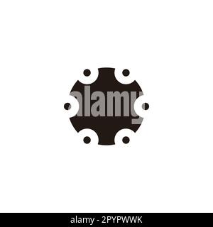 Strumento, cerchi, simbolo geometrico esagonale semplice vettore logo Illustrazione Vettoriale