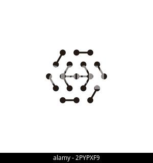 Lettera H esagono, molecole arrotondate simbolo geometrico semplice vettore logo Illustrazione Vettoriale