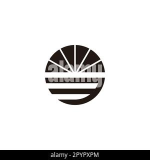 Numero 3 sole, lucentezza, cerchio simbolo geometrico semplice logo vettore Illustrazione Vettoriale