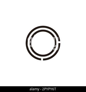 Lettera JO GU J o linee, cerchio simbolo geometrico semplice vettore logo Illustrazione Vettoriale