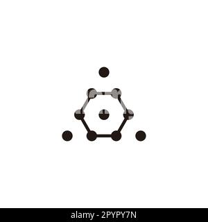 Esagono, triangolo molecole simbolo geometrico semplice logo vettore Illustrazione Vettoriale
