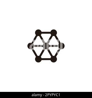 Esagono, molecole, elementi simbolo geometrico semplice vettore logo Illustrazione Vettoriale