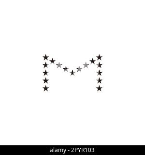 Lettera M stelle simbolo geometrico semplice logo vettore Illustrazione Vettoriale