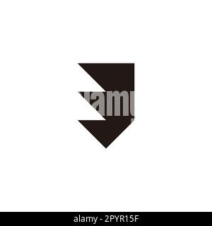 Numero 3 scudo, simbolo geometrico quadrato semplice logo vettore Illustrazione Vettoriale