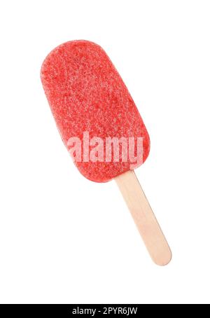 Delizioso ghiaccio pop isolato su bianco. Papsiclo di frutta Foto Stock