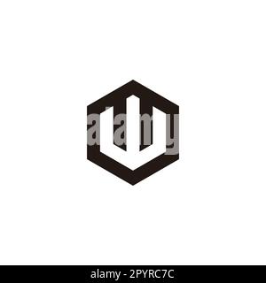 Lettera W esagono, texture simbolo geometrico semplice vettore logo Illustrazione Vettoriale