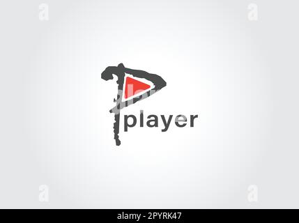 Riproduzione multimediale vettoriale con il logo lettera P, icona del logo del lettore multimediale, Illustrazione Vettoriale