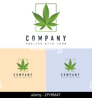 Modello del logo della foglia di cannabis. Marijuana logo vettoriale illustrazione.Cannabis foglia logo design. Simbolo icona Vector Hemp Luxury Modern logo. Illustrazione Vettoriale