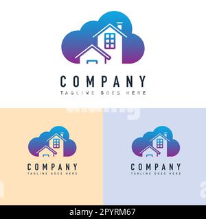 Modello vettoriale di progettazione del logo cloud home. Concetto di design del logo immobiliare. Illustrazione Vettoriale