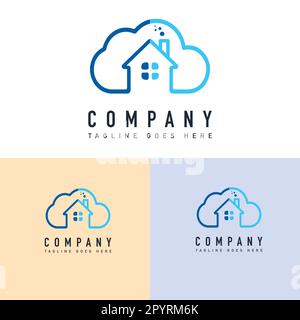 Modello vettoriale di progettazione del logo cloud home. Concetto di design del logo immobiliare. Illustrazione Vettoriale