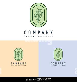 Elegante modello con logo floreale. Illustrazione vettoriale botanica per la vostra azienda. Illustrazione Vettoriale