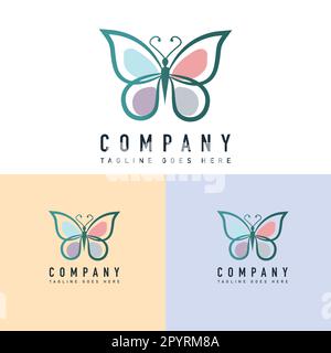 Modello vettoriale per il logo Butterfly. Salone di bellezza, spa, salone di bellezza, boutique, hotel, resort, salone. Illustrazione Vettoriale