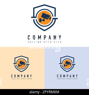Modello di design del logo CCTV. Concetto di design del logo vettoriale della telecamera di sicurezza. Illustrazione del modello del logo dell'area CCTV Illustrazione Vettoriale
