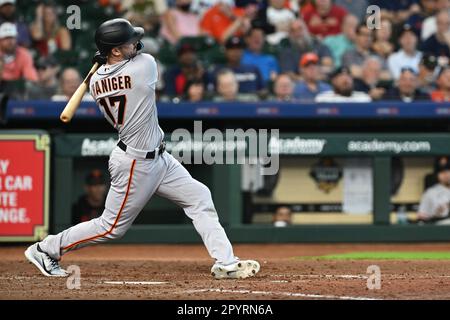 I San Francisco Giants hanno lasciato il fielder MITCH HANIGER in cima all'ottava edizione durante la partita di MLB tra i San Francisco Giants e gli Houston A. Foto Stock