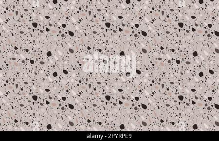 Trama vettoriale del motivo terrazzo in colori grigio tenue. Pavimento in marmo italiano realistico o granito. Terrazzo motivo senza cuciture per interni Illustrazione Vettoriale