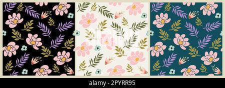 Modello astratto senza cuciture con fiori d'epoca Illustrazione Vettoriale