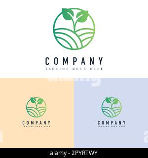 Modello di design con logo agricolo. Modello logo agriburische. Agro Farm Logo Design. Modello di logo natura Giardino contadino. Illustrazione Vettoriale