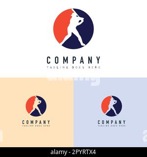 Modello logo Baseball. Modello logo Gymnast. Baseball Softball Sport Logo Design modello vettoriale. Illustrazione Vettoriale