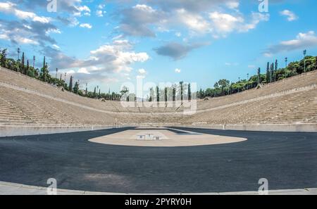 Vista da Atene classica con stadio Panathenaico (1st Giochi olimpici a 1896) Grecia Foto Stock