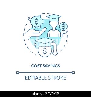 Risparmio sui costi icona del concetto turchese Illustrazione Vettoriale
