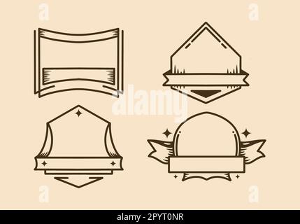Quattro tipi mono linea di stile vintage badge design Illustrazione Vettoriale