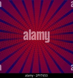 Retro Pop art stile Halftone Sunburst sfondo Illustrazione Vettoriale