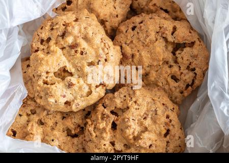 Caprichos de Santiago de Compostela. Spagna. Biscotti alle mandorle, zucchero e uova. Concetto di gastronomia. nella confezione Foto Stock