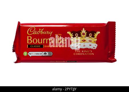 Cadbury Bournville classico cioccolato fondente per l'incoronazione del re isolato su sfondo bianco - Cadburys cioccolato Foto Stock