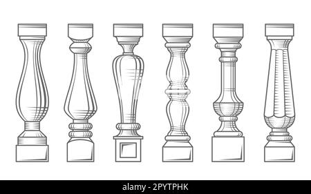 Un set di diverse presse per incisione classica Illustrazione Vettoriale