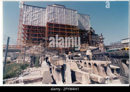 Potsdam Communs Neues Palais Sanssouci pietra arenaria pietra ricostruzione ponteggi fino al 2000 poi uso da parte dell'università, foto da agosto 1996 Foto: MAZ/Bernd Gartenschläger [traduzione automatica] Foto Stock