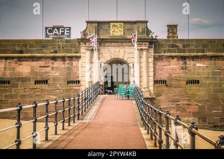 03.05.23 New Brighton, Wirral, Regno Unito. Fort Perch Rock è un'ex installazione di difesa situata alla foce della Liverpool Bay a New Brighton. Costruito in t Foto Stock