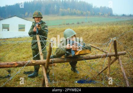 "Repubblica ceca, Janovice, 1994-11-08 esercizio militare ''Kouba-Chambra'' delle forze armate tedesche e ceche Foto: Soldati tedeschi e cechi [traduzione automatica]" Foto Stock