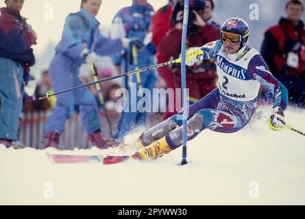 Coppa del mondo di sci alpino 1993/1994 Kitzbuehel Slalom 16.01.1994 Thomas STANGASSINGER (Austria) FOTO: WEREK Press Picture Agency xxNOxMODELxREASExx [traduzione automatica]- AUSTRIA OUT Foto Stock