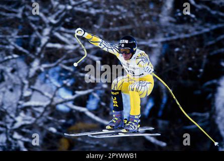 Coppa del mondo di sci alpino 1993/1994 Kitzbuehel Downhill 15.01.1994 Ciad FLEISCHER (USA) FOTO: WEREK Press Picture Agency xxNOxMODELxREASExx [traduzione automatica]- AUSTRIA OUT Foto Stock