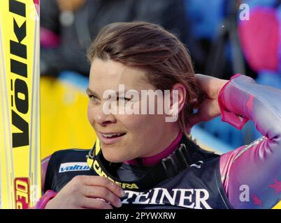 SKI ALPIN STAGIONE 96/97 Campionati del mondo 1997 Sestriere Downhill Women 15.02.1997 Hilary LINDH (USA) PHOTO: WEREK Press Picture Agency xxNOxMODELxRELEASExx [traduzione automatica]- AUSTRIA OUT Foto Stock