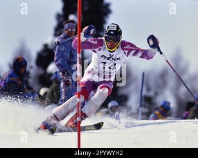 SKI ALPIN SEASON 92/93 World Championships 1993 Morioka Shizukuishi Slalom Men 13.02.1993 Thomas SYKORA (AUT) xxNOxMODELxRELEASExx [traduzione automatica]- AUSTRIA OUT Foto Stock