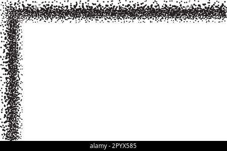 Un angolo a forma di L da utilizzare come bordo per i tuoi progetti, realizzato con puntini neri disordinati e irregolari. Illustrazione Vettoriale