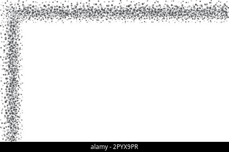 Un angolo a forma di L da utilizzare come bordo per i progetti, realizzato con puntini grigi disordinati e irregolari. Illustrazione Vettoriale