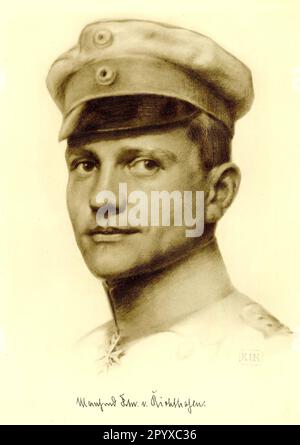 Rittmeister Manfred Freiherr von Richthofen (1892-1918), pilota combattente della prima guerra mondiale Disegno di K. J. Boehringer. Foto: Heliogravure, Corpus Imaginum, Hanfstaengl Collection. [traduzione automatica] Foto Stock