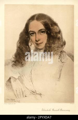 Elizabeth Barrett-Browning (1806-1861), poeta inglese. Disegno di Field Taltfourd dal 1859. Foto: Heliogravure, Corpus Imaginum, Hanfstaengl Collection. [traduzione automatica] Foto Stock