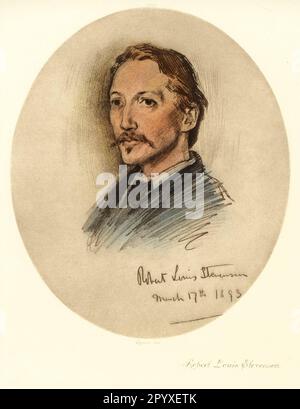 Robert Louis Balfour Stevenson (1850-1894), scrittore scozzese. Disegno per Spence. Foto: Heliogravure, Corpus Imaginum, Hanfstaengl Collection. [traduzione automatica] Foto Stock