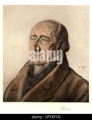 Karl Reichsfreiherr vom und zum Stein (1757-1831), statista prussiano. Sotto di lui, in Prussia furono attuate riforme fondamentali (le cosiddette riforme prussiane). Nel 1819 Stein fondò la "Gesellschaft für ältere deutsche Geschichtskunde", che iniziò a pubblicare la Monumenta Germaniae Historica. Disegno di Olivier. Foto: Heliogravure, Corpus Imaginum, Hanfstaengl Collection. [traduzione automatica] Foto Stock