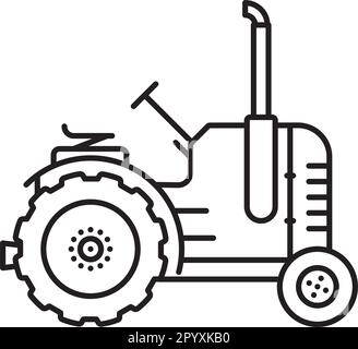 Icona della linea vettoriale del trattore per la Giornata nazionale dei lavoratori agricoli del 8 giugno Illustrazione Vettoriale