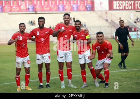 Bangladesh Premier League 2022-23 partita tra Basundhra Kings e Bangladesh Muktijoddha SKC al Basundhara Sports Complex Football Ground di Dhaka, Foto Stock