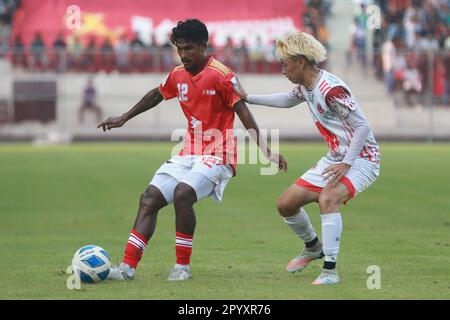 Bishwanath Ghosh (Red J-12) Bangladesh Premier League 2022-23 partita tra Basundhra Kings e Bangladesh Muktijoddha SKC Foto Stock