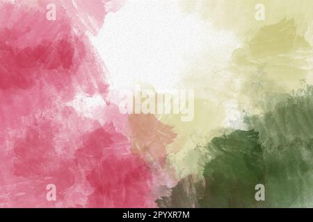 Sfondo astratto color rosso, verde e beige con pennellate testurizzate, ideale per progetti di design. Foto Stock