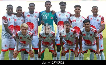 Bangladesh Muktijoddha SKC Team photosession prima del Bangladesh Premier League 2022-23 partita tra Basundhra Kings e Bangladesh Muktijoddha SKC Foto Stock